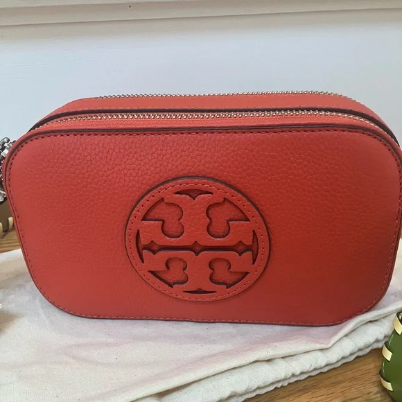 AUTH NWT Tory Burch Miller Mini Pebbled Leather CrossBody Poppy Red - Picture 3 of 3